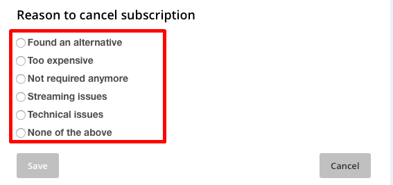 choose cancellation reason