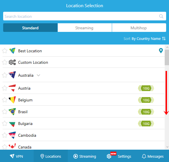 hide.me servers selection