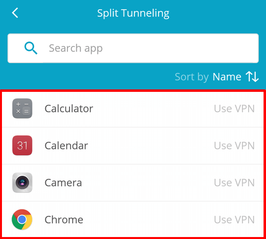 hide me android split tunneling - choose app