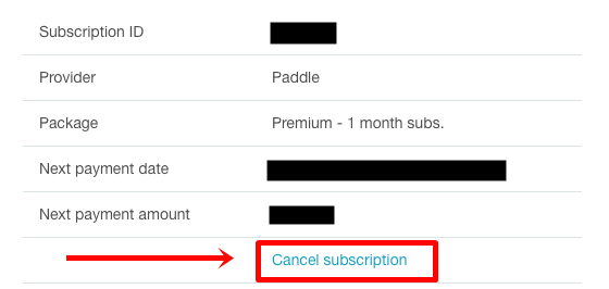 cancel subscription link