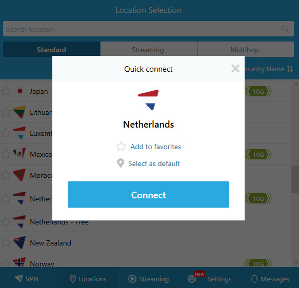 connect to preferred server location