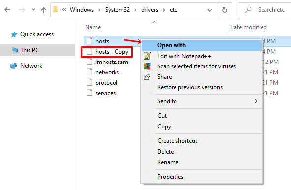 Opening hosts file