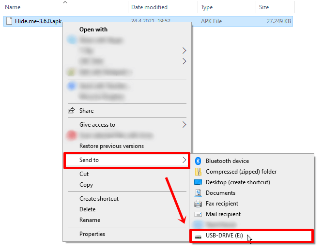 send hide.me app to usb drive