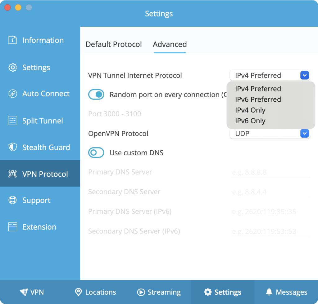 IP protocol selector