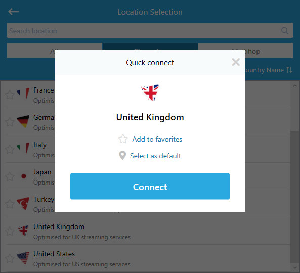 connecting to UK- streaming server