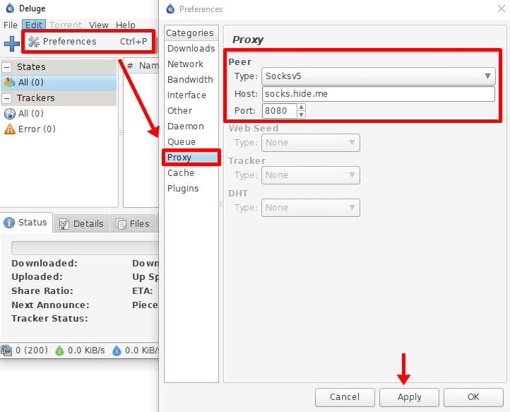 deluge app settings