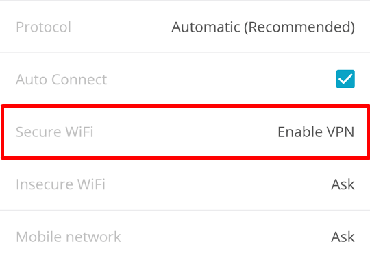 android auto connect set to enable vpn