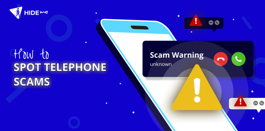 How to Spot Telephone Scams? Image of cell phone with warning sign and text How to spot telephone scams