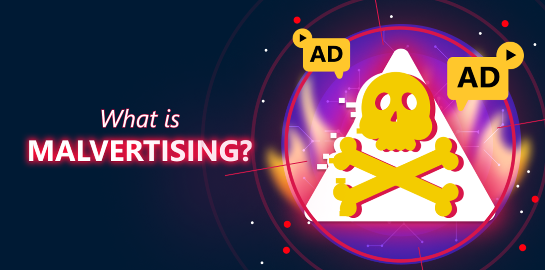 What is malvertising? How to protect yourself? Skull and crossed bones simbolizing the danger of malicious ads known as malvertising.