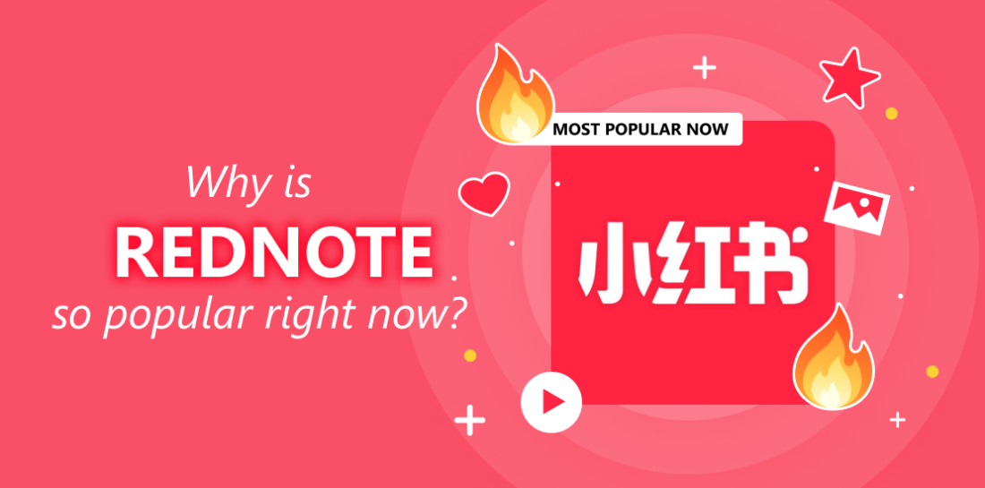 Why is RedNote so popular right now? Should you sign in? Image of RedNote logo on fire. Left is title: Why is RedNote so popular right now?